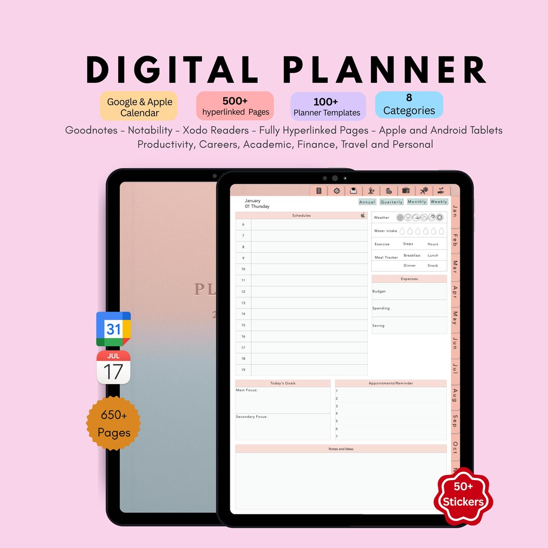 All-in-one 2026 Digital Planner – Hyperlinked Google and Apple Calendar ...