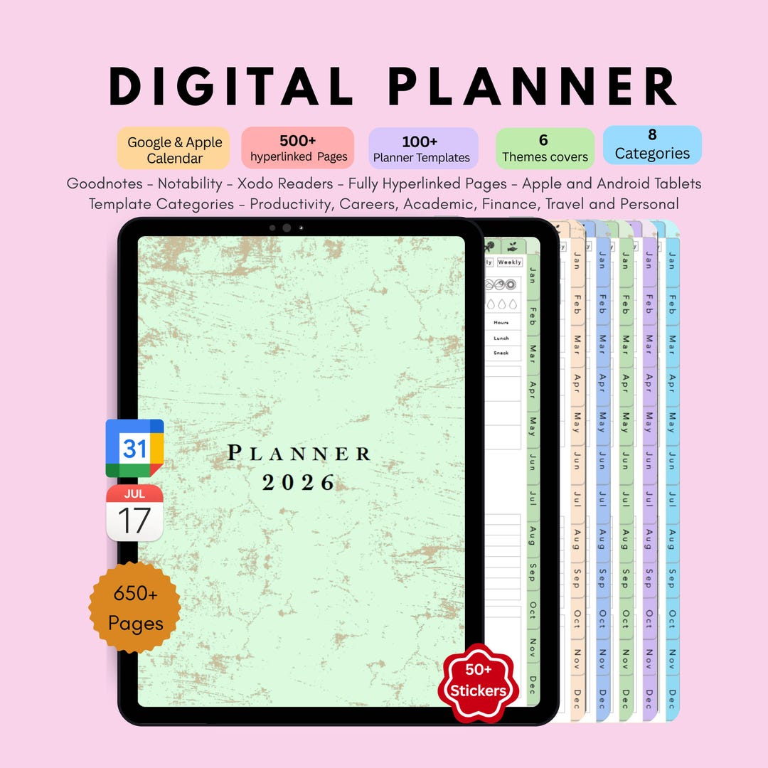 All-in-one 2026 Digital Planner – Hyperlinked Goodnotes, Notability for ...