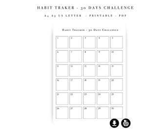 Défi 30 jours Habit Tracker - Santé, forme et productivité - (A4 A5 US Letter)