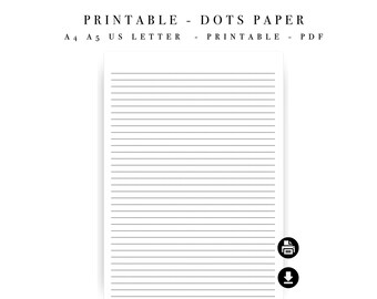 Notes de papier Lignes Points - Rédaction de journal de productivité - A4 A5 US Letter (téléchargement instantané)