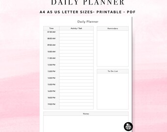 Modèle d'agenda quotidien | Liste des tâches imprimable (A4, A5, lettre PDF)