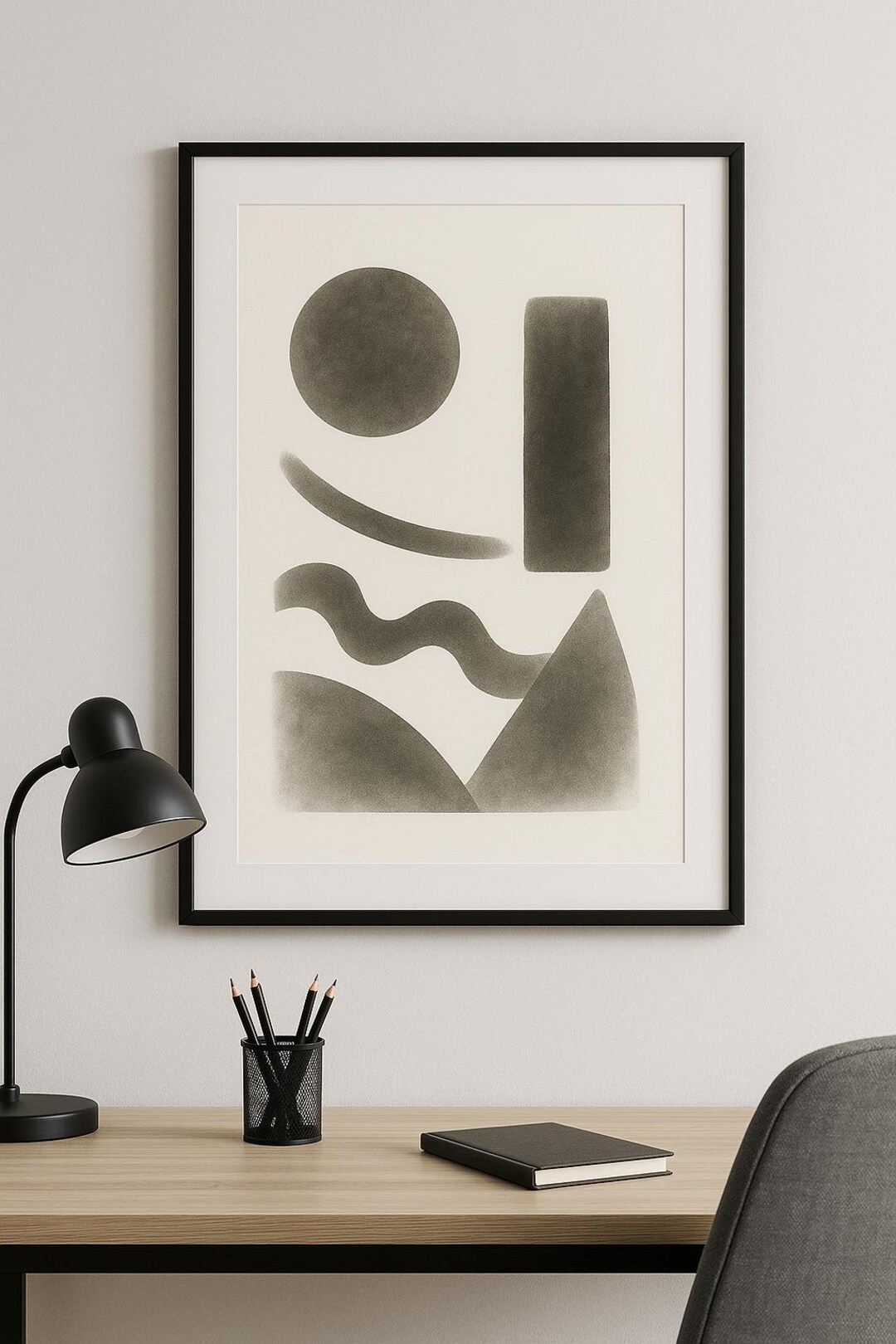 Minimalist Abstract Wall Art Print – Black and White Ink Poster, Modern ...