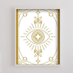 Mystic Eye Wall Art Printable | Boho Gold Eye Poster | Occult Spiritual Decor | Digital Download 18x24 | Esoteric Line Art Print