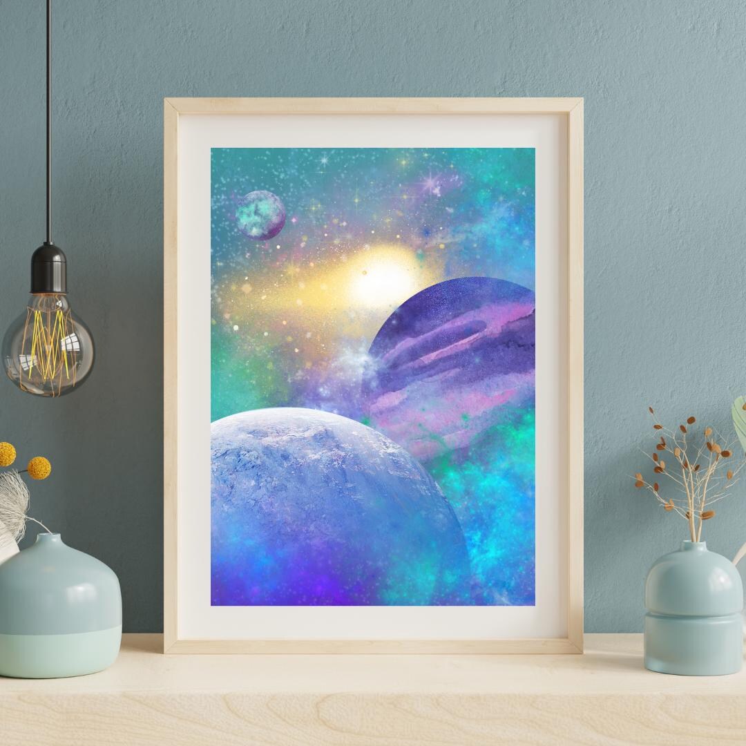 Celestial Daydream Space Poster | Digital Download | Galaxy Planet Art ...