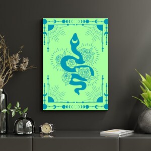 Celestial Snake Moon Phase Printable Poster | Mystical Serpent Wall Art | Witchy Decor | Digital Download | Boho Magic Print