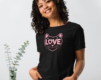 Camiseta con Gato "Purrfect" y Corazón Adorable / Camiseta con Estampado "Love Kitty" / Regalo para Ella / Algodón Suave y Estampado de Alta Calidad