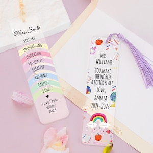 Custom Bookmark Teacher Appreciation Gifts Thank You Gifts for Women Acrylic Book Marks with Tassels for Book Lovers Teacher Tutor Gift
