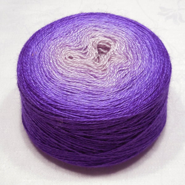 Gradient yarn BFL superwash with silk yarn lace weight yarn handdyed yarn 100g (3.5oz) - Dusty lavender to electric violet