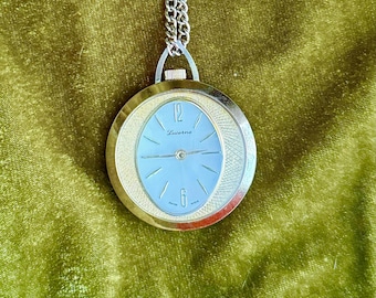 Vintage engraved gold watch necklace