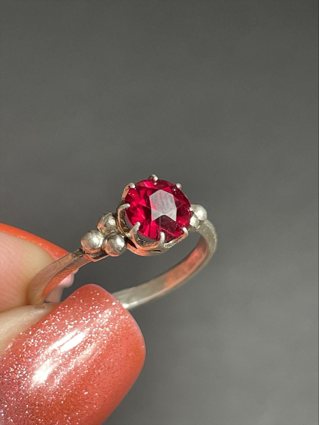 Silver Ring From the Soviet Era 875 With Ruby Stone and Factory ...