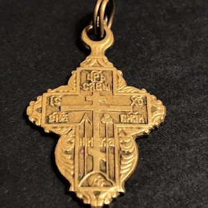 Antique 19th Century Brass Pectoral Cross with Inscriptions