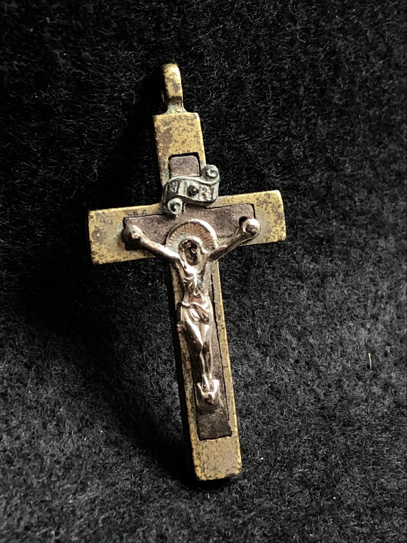 Vieux Chapelet XIXème – Métal Argenté Et Boules – Croix Reliquaire Ancienne