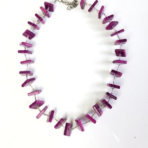 Sobral Rare Pop Art Short Quadradinhos Purple Stripe Beads Artist Made Necklace