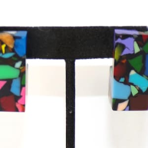 Sobral Art Deco Van Allen Black Mosaic Inclusion Artist Made Statement Post Earrings