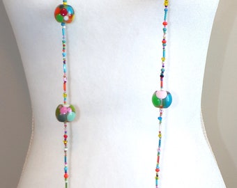 Sobral Petit Boules Collier Bolinhas Longo Pois Inclusion Artist Made 56"