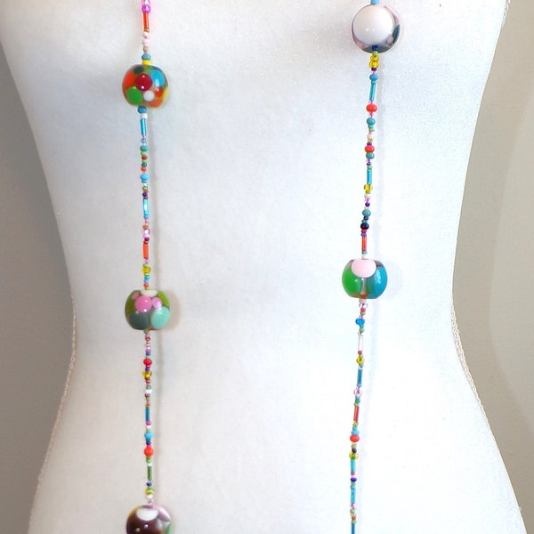 Sobral Petit Boules Bolinhas Longo Polka Dot Inclusion Artist Made 56" ketting