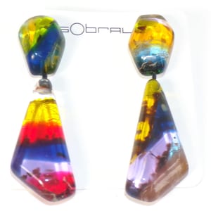 Sobral Sobralita Itaqui Inclusion Beads Statement Artist Made Post Dangle Earrings