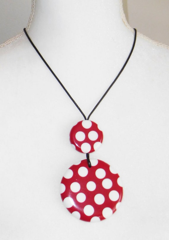 Sobral N F Dots White Polka Dots on Red Pendants … - image 1