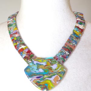 Sobral Gaia Weimar Multicolored Marbled Beaded Statement Artist Made Necklace