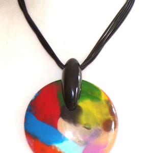 Sobral Kandinsky Eolia Huge Multi Color Pendant Artist Made Necklace