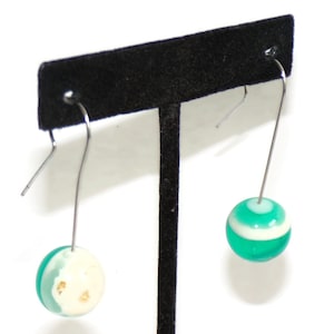 Sobral Planets Saturno Neturno Green Bead Artist Made Dangle Earrings