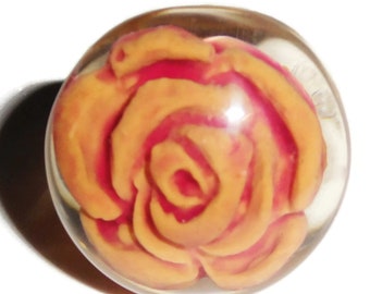 Sobral Rosas Dukat Hazelnut Brown & Red Rose Inclusion Artist Made Ring Size 6.75
