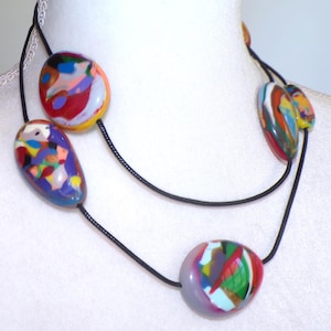 Sobral Kandinsky Hipotese Vibrant Multi Hued Reversible Beads Artist Made Necklace
