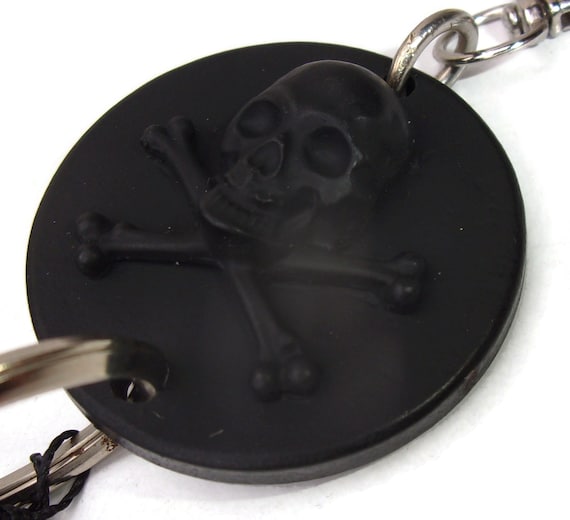 Sobral Brazil Black Embossed Skull Artist Made Ke… - image 2