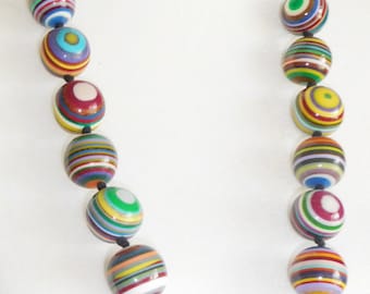 Sobral New Edition Pop Art Large Olho Grego Rainbow Stripe & Eye Artist Made Bead Necklace