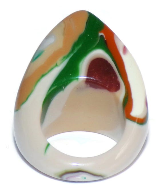 Sobral Gorky Gotejado Cerrado Marbled Earthy Hues Artist Made Statement Ring Size 6.75 View 5