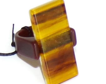 Sobral Terra Amber Hued Artist Made Statement Ring Size 9.25