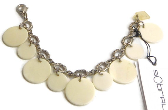 Sobral Fichas N34 White Charm Disks on Silver Ton… - image 2