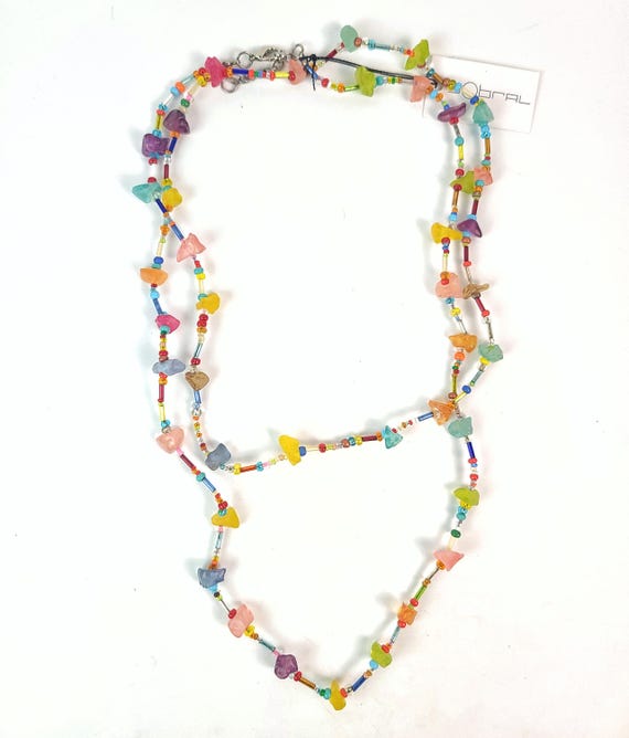 Sobral Early Zambia Multicolor Small Beads 50" Long Artist Made Necklace