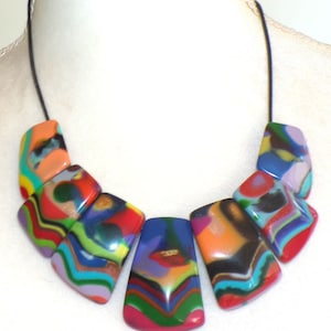 Sobral Kandinsky Vibrant Colored Franz Artist Made Statement Necklace
