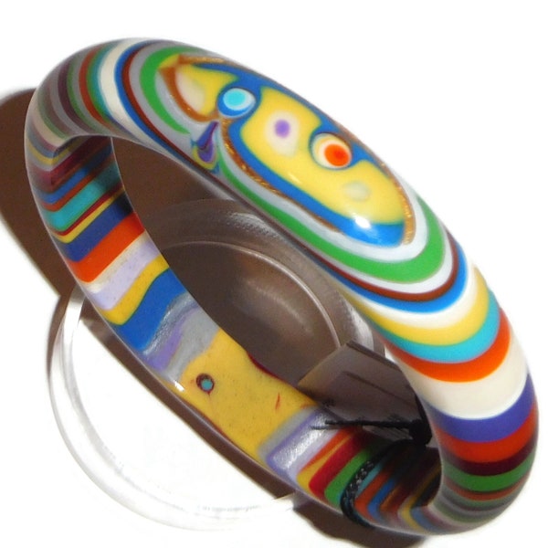 Sobral Pop Art Day PB14 Rainbow Stripe & Eye Artist Made Bangle Bracelet