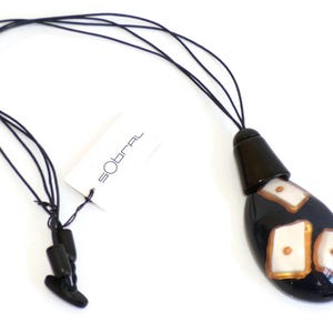 Sobral Leopard Black, White & Gold Large Pendant Artist Made Necklace