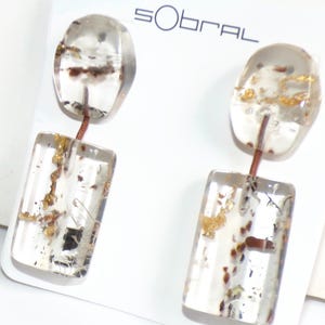 Sobral Minas Gerais Araxa Angular Inclusion Beads Artist Made Post Earrings