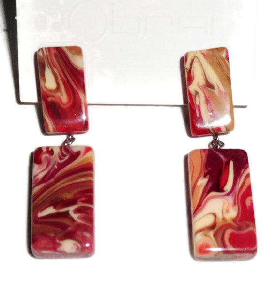 Sobral Gorky Lee Red & Pink Marbled Dangling Arti… - image 3