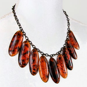Sobral Retired Brown / Black Marble Beads Chain Artist Made Necklace