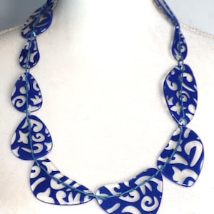 Sobral Savana Blue & Clear Funky Designed Bead Artist Made Necklace