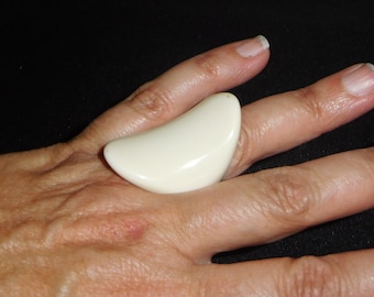 Sobral Macarandachi Opaque Ivory Cuff Statement Artist Made Ring