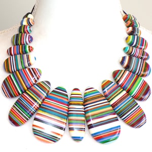 Sobral Pop Art Marou Multicolor Stripe Large Beads Artist Made Necklace