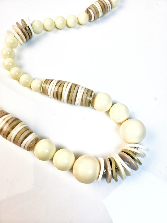 Sobral Africa Taupe Ivory White Large Beads Artis… - image 2