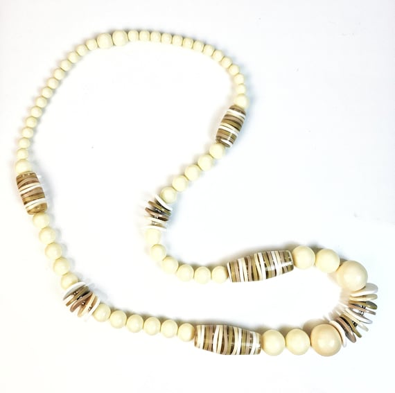 Sobral Africa Taupe Ivory White Large Beads Artis… - image 1