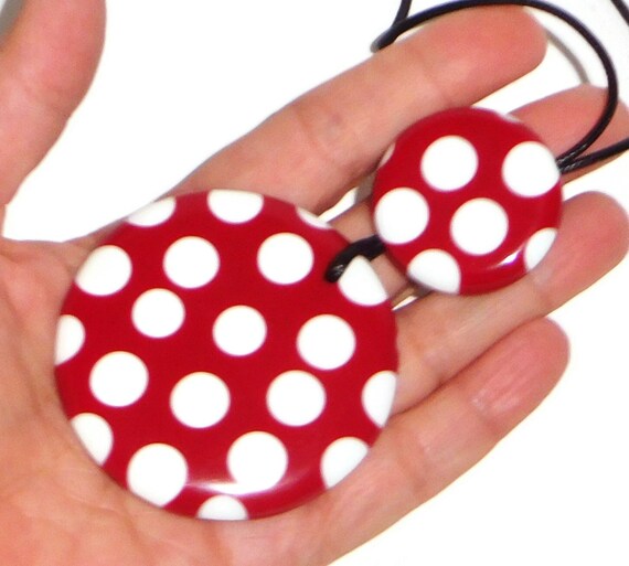 Sobral N F Dots White Polka Dots on Red Pendants … - image 5