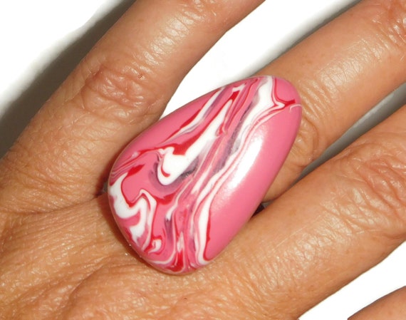 Sobral Mava Swirled Red Pink & White Bead Artist … - image 3
