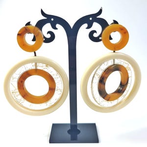 Sobral Gaia Modernismo Sisal White & Faux Tortoise Artist Made Post Earrings