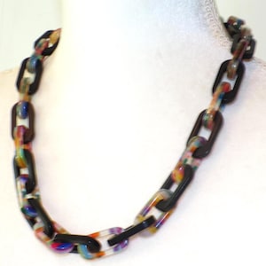 Sobral Current Energy Rik Black & Multi Links Artist Made Statement Necklace