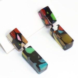 Kolczyki Sobral Art Crysler Small Black Mosaic Inclusion Artist Made Statement Post