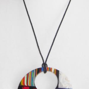 Sobral Pollock Patchwork Multi Pattern Large Artist Made Pendant Necklace